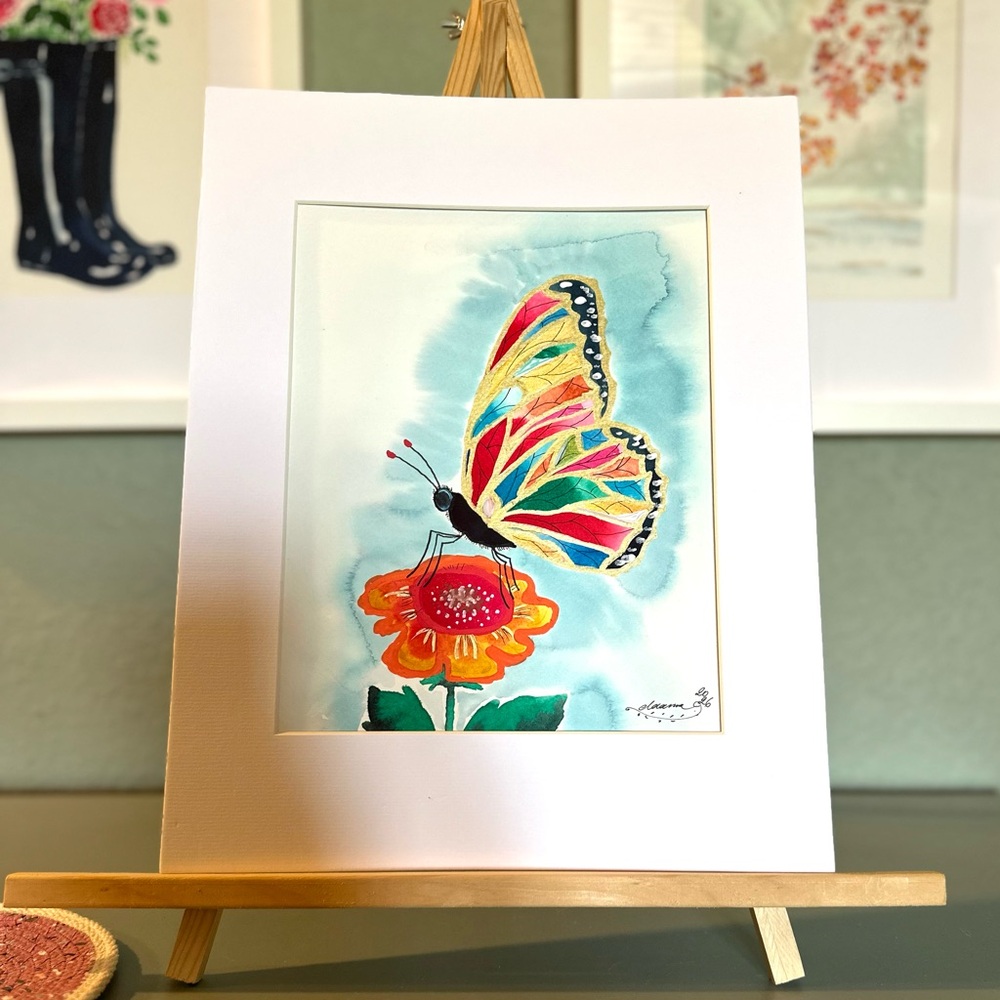 Hand-Made New Watercolor Art Vibrant Butterfly - Picture 3 of 6